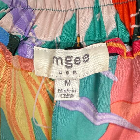 Umgee Tropical Leaf Print Cropped Wide Leg Culotte Pants Size Medium - Picture 4 of 5